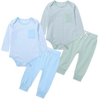 Cozy and Stylish 2-Pack Newborn Romper and Sweatpants Set