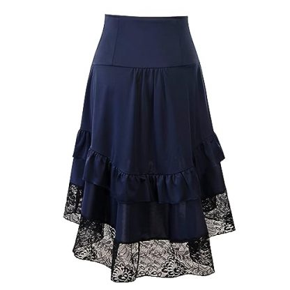 Victorian-Inspired Steampunk Lace Ruffled Skirt - Image 2