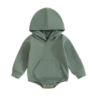 Cozy Hooded Romper for Newborn Babies in Solid Color