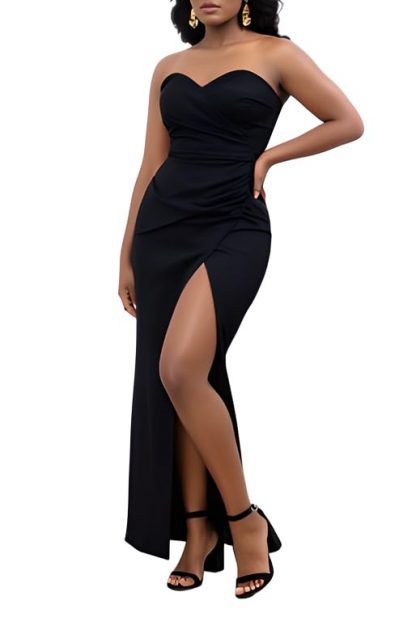 Elegant Off-Shoulder Evening Gown with High Slit
