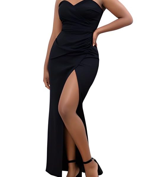 Elegant Off-Shoulder Evening Gown with High Slit