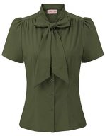 Summer Elegance: Short Sleeve Office Blouse with Bow Tie