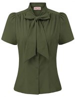 Summer Elegance: Short Sleeve Office Blouse with Bow Tie