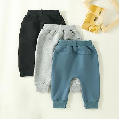 Comfy & Stylish 3-Pack Toddler Sweatpants in Solid Colors - Image 3