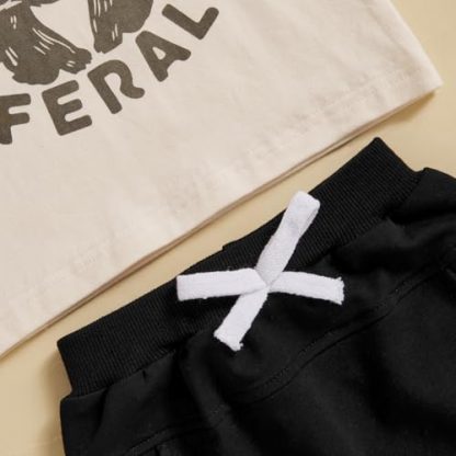 Adorable Summer Ensemble for Baby Boys with Letter Print Shirt and Stretch Shorts - Image 6