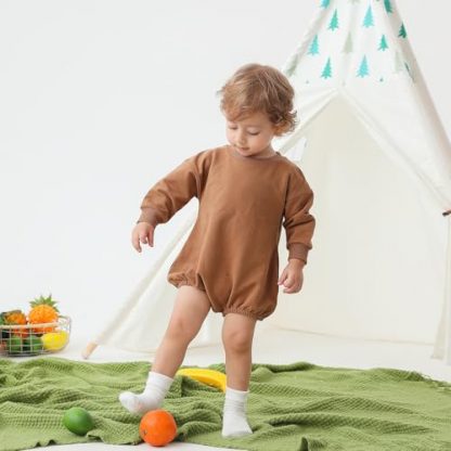 Cozy Cotton Sweatshirt Romper for Baby Boys and Girls - Image 7