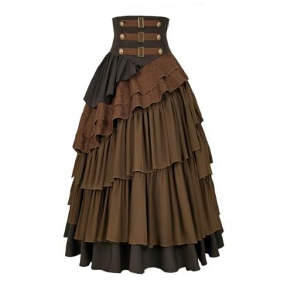 Women's Vintage-Inspired High-Waisted Steampunk Skirt - Image 3