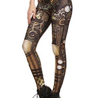 Women's Steampunk Inspired Leggings with Punk Print in Extended Sizes