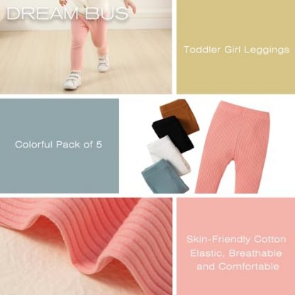 "Adorable Lace-Trimmed Ribbed Baby Pants - 5 Pack" - Image 4