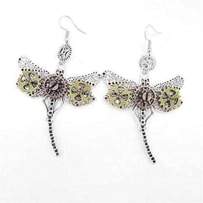 Vintage-Inspired Steampunk Gear Dangle Earrings - Image 2