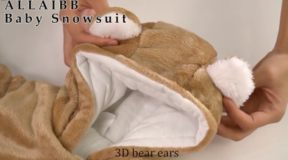 Cozy Baby Winter Snowsuit with Adorable Bear Pattern - Image 7