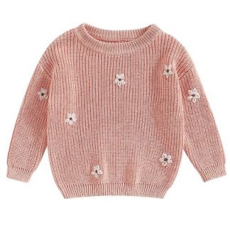 Adorable Floral Embroidered Infant Sweater