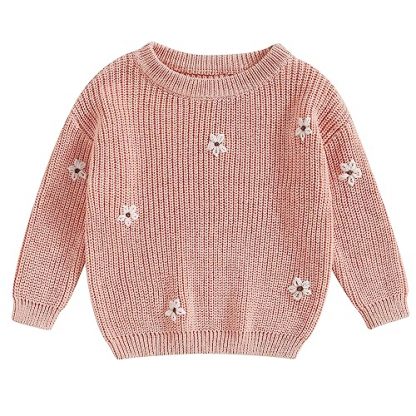 Adorable Floral Embroidered Infant Sweater