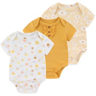 Adorable Soft Cotton Infant Bodysuit with Short Sleeves