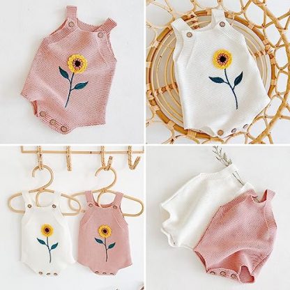 Sunflower Knit Romper for Baby Girls - Image 7