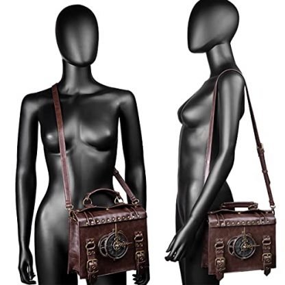 Retro Steampunk Leather Messenger Bag for Women's Gothic Costumes - Image 2