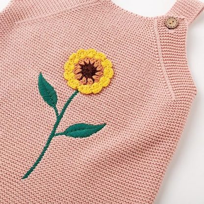 Sunflower Knit Romper for Baby Girls - Image 5