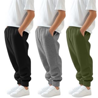Comfy Trio Pack of Boys' Athletic Sweatpants with Pockets