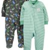 Dark Grey Dinosaur/Mint Green Stripe