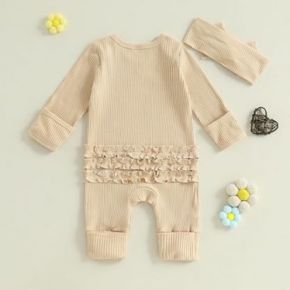 "I'm New Here" Long Sleeve Knit Jumpsuit for Newborn Girls - Image 4