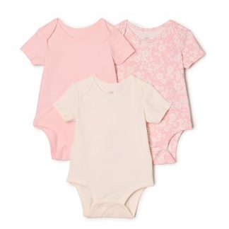 Unisex Baby Short Sleeve Crewneck Bodysuits, Pack of 3