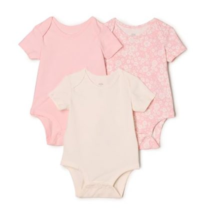 Unisex Baby Short Sleeve Crewneck Bodysuits, Pack of 3