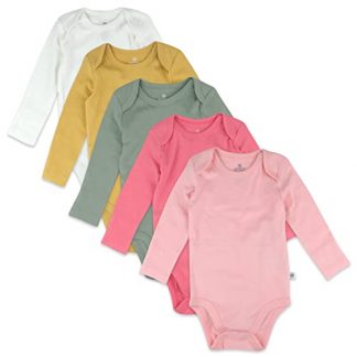 Adorable 5-Pack Long Sleeve Organic Cotton Bodysuits for Baby Girls