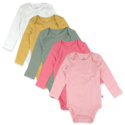 Adorable 5-Pack Long Sleeve Organic Cotton Bodysuits for Baby Girls