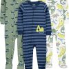 Navy Stripe/Sage Green Construction/White Dinosaur