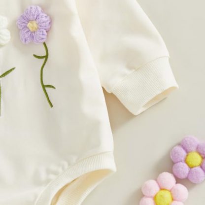 "Cuddly Goose Embroidery Long Sleeve Romper for Newborn Baby Girls" - Image 6
