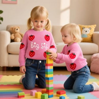 "Adorable Big Sister-Little Sister Knit Pullover Sweaters for Toddlers" - Image 2