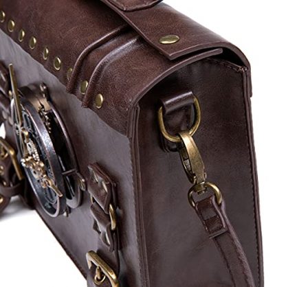 Retro Steampunk Leather Messenger Bag for Women's Gothic Costumes - Image 7