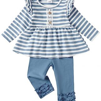 Charming Toddler Girl's Winter Ensemble with Ruffled Shirt and Pants