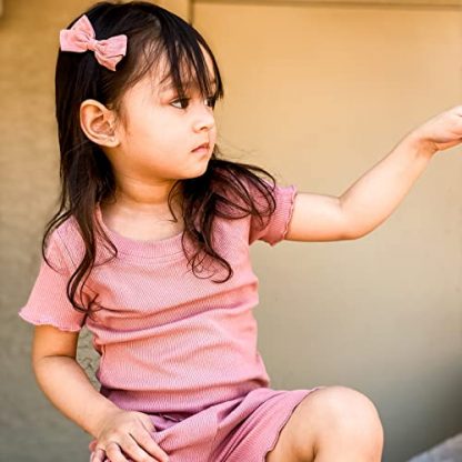 Adorable Summer Outfit for Toddler Girls - Two-Piece Ribbed Knit Cotton Set - Image 2