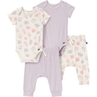 Baby-Girl's 4-Piece Viscose Outfit Set with Seashell Pattern