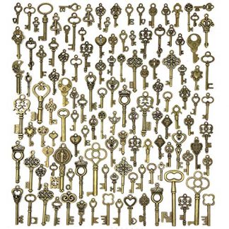 Antique-Style Skeleton Key Charms Set (125 Pieces)