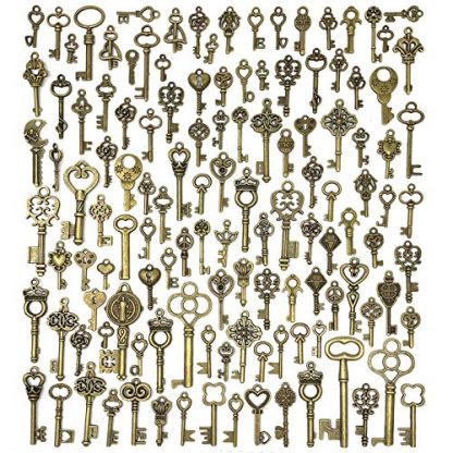 Antique-Style Skeleton Key Charms Set (125 Pieces)