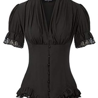 Elegant Scarlet Puff Sleeve Victorian Blouse