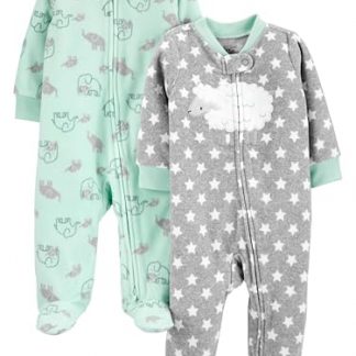 Unisex Baby 2-Pack Fleece Footed Sleep and Play Outfits