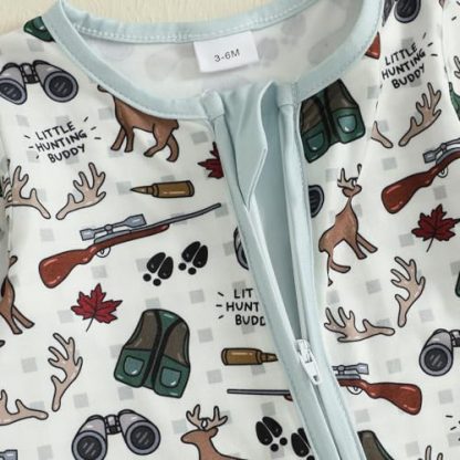 Adorable Baby Boy's Hunting-Themed Onesie with Duck and Deer Prints - Image 6