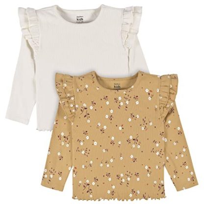 Toddler Girls' Double Ruffle Long Sleeve Tops (2-Pack)