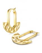Lightweight Gold Hammered Statement Drop Earrings for Women