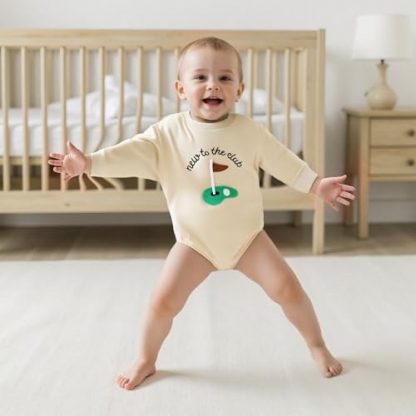 "New to the Club" Golf-Themed Baby Boy Sweatshirt Romper - Image 3