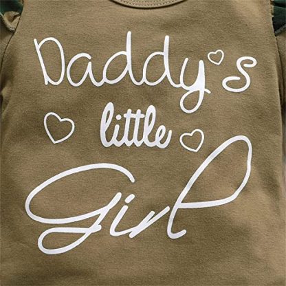 Daddy's Little Darling: Baby Girl Clothes Set with Ruffle Romper and Camouflage Pants - Image 3