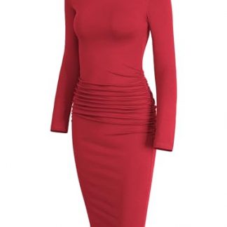 Chic Long Sleeve Ruched Bodycon Dress for Women