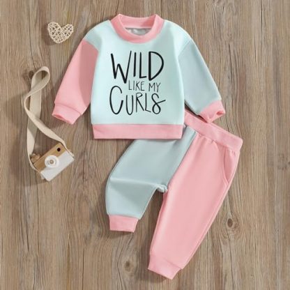Trendy Toddler Girl's Contrast Color Outfit Set for Fall & Winter - Image 3