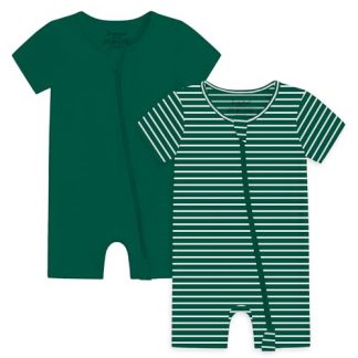 Adorable 2-Pack Unisex Baby Rompers with Two-Way Zipper