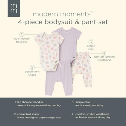 Baby-Girl's 4-Piece Viscose Outfit Set with Seashell Pattern - Image 6