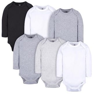 Unisex Long-Sleeve Cotton Bodysuits for Babies, Pack of 6