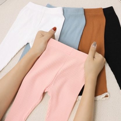 "Adorable Lace-Trimmed Ribbed Baby Pants - 5 Pack" - Image 6
